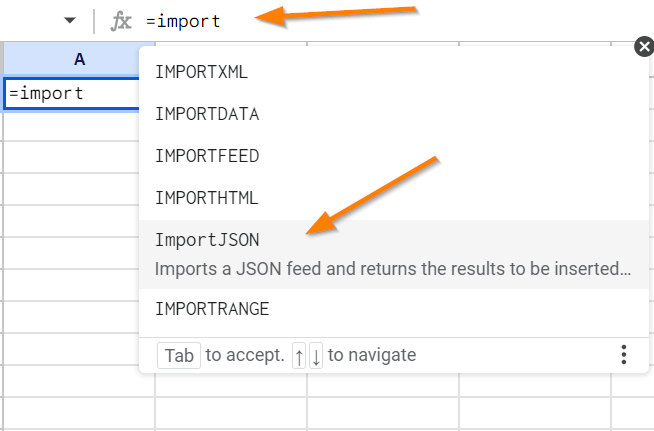 Import JSON in Google Sheets