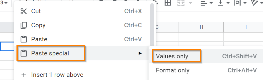Google Sheets Convert Formulas to Values