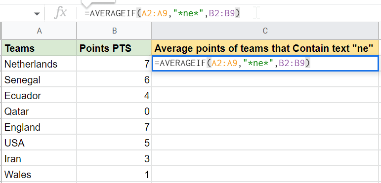 Average If Cell Contains Text in Google Sheets