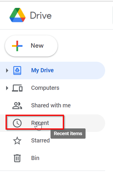 How to delete recent activity in Google drive